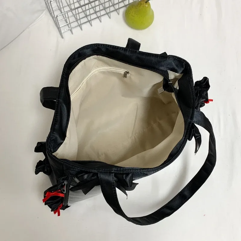 sac messager anime de style japonais, sac à bandoulière de grande capacité de style preppy avec ruban à nœud pour femmes