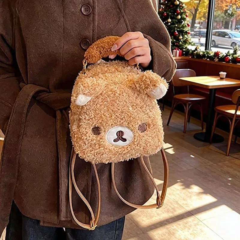 sac à dos en peluche rilak-kuma mignon, grand sac d'école à grande capacité pour femmes et filles, idéal pour le shopping et les voyages.