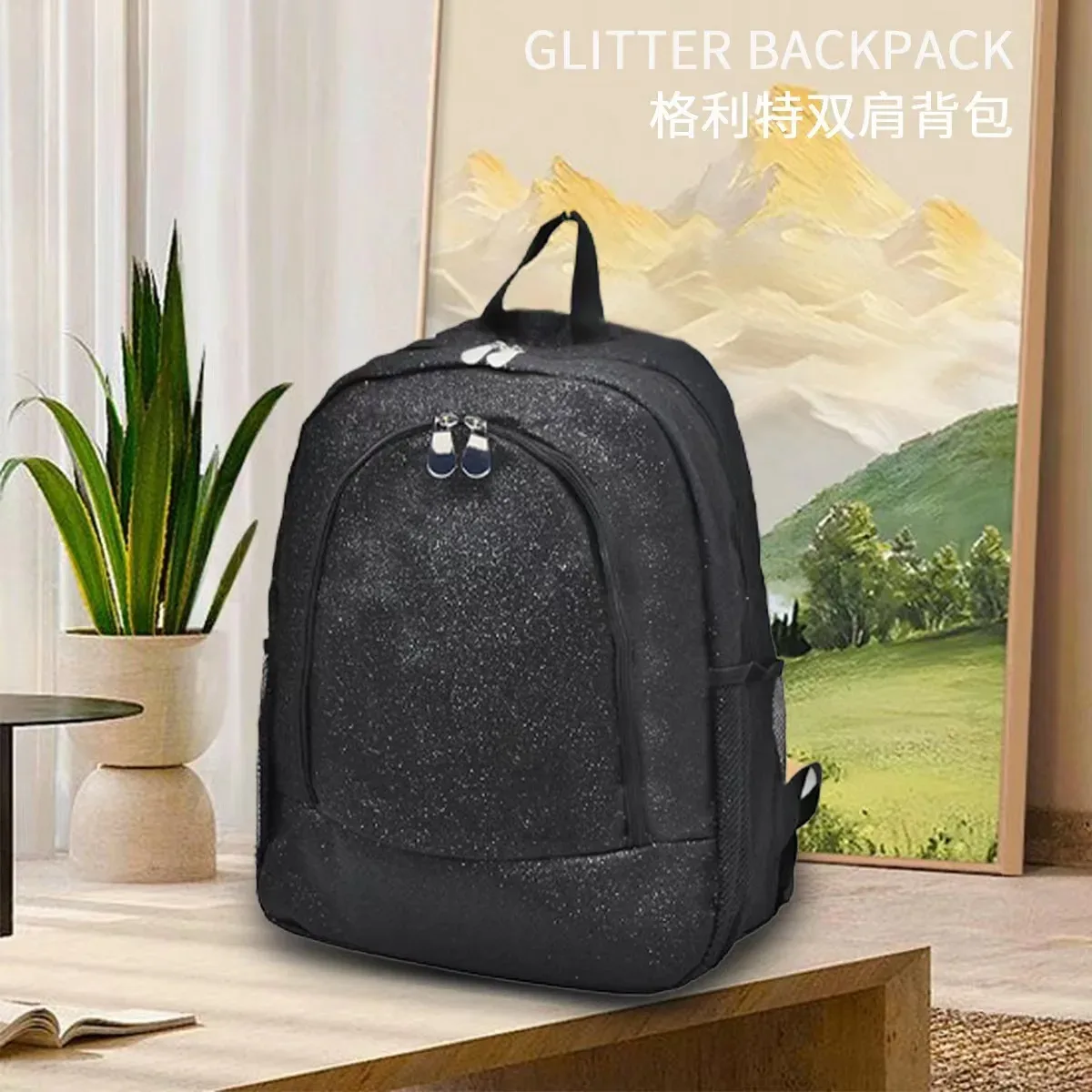 mignon simple sac à dos décontracté simple polyvalent à la mode grille mode rue voyage personnalité sac de rangement dos à paillettes pour les filles