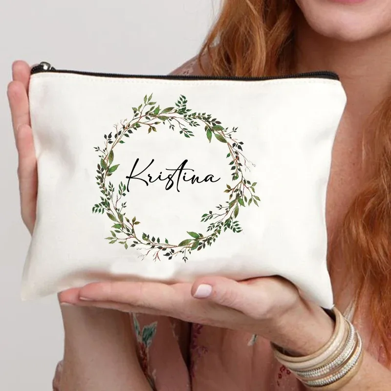 guirlande nom personnalisé toile sac cosmétique voyage fermeture éclair rangement trousses de toilette rétro trousse à crayons enseignant mariée cadeau personnaliser