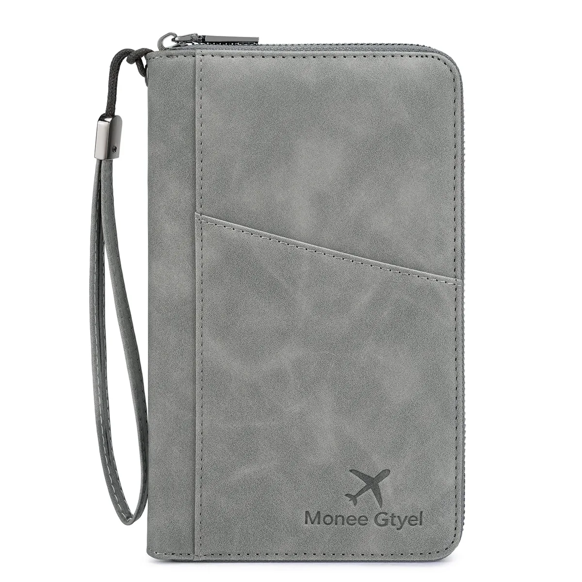 porte-passeport anti-vol rfid, portefeuille de voyage, organisateur de documents en similicuir avec fermeture éclair, couverture de passeport avec sangle de poignet