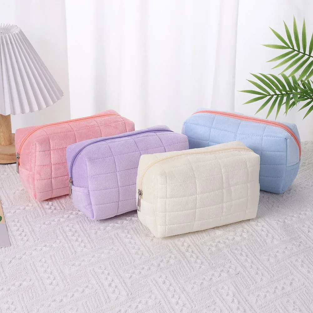 sac de rangement pour cosmétiques en velours grande capacité, trousse de toilette portable, petite trousse de maquillage pour usage quotidien et en voyage