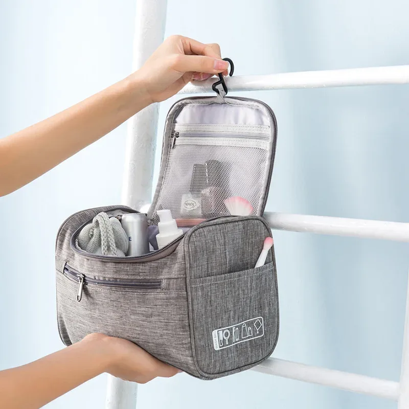 sac à cosmétiques portable suspendu, organisateur de rangement pour articles de toilette de voyage, trousse de toilette pour hommes et femmes, accessoire de maquillage