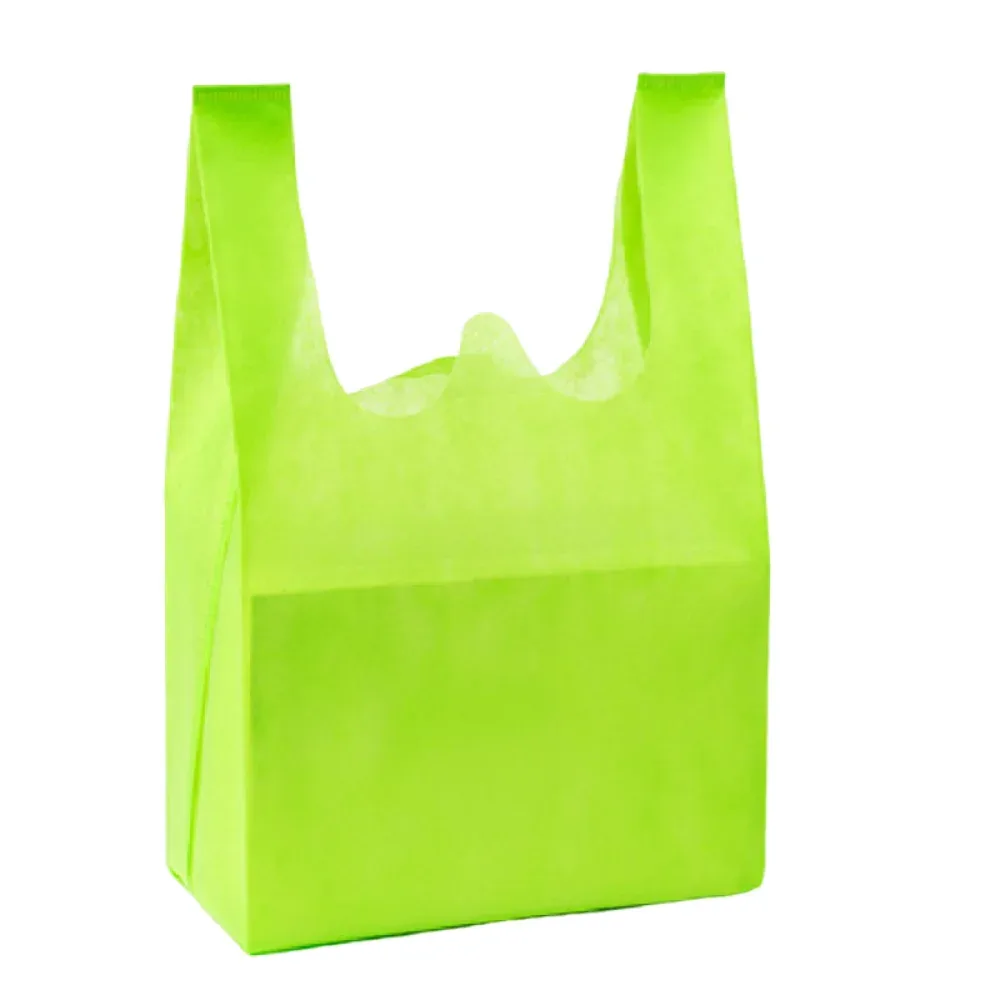 sac de courses non tissé de couleur unie, grande capacité, sac à main épais et écologique, sac fourre-tout portable et pratique, réutilisable, 50 pièces