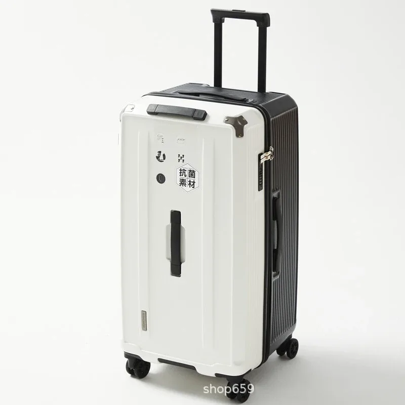 valise à roulettes grande capacité avec amortisseur à ressort, frein et roues pivotantes, poignée de transport pour étudiants