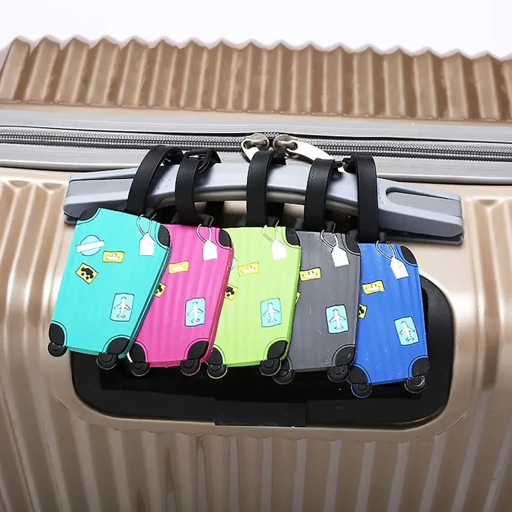 étiquettes d'identification kawaii pour voyages d'affaires, étiquettes de bagage en silicone pour sacs à dos et sacs à main, étiquettes nominatives pour valises avec sangle