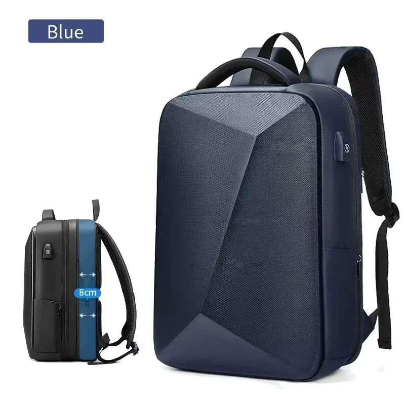 sac à dos pour ordinateur portable 15.6 pouces pour hommes, sac de voyage extensible, étanche, antivol, sac à dos d'affaires, chargeur usb, coque rigide abs