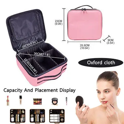 trousse de maquillage portable, boîte professionnelle, sac de rangement de maquillage, sac à cosmétiques étanche pour femmes pour voyage