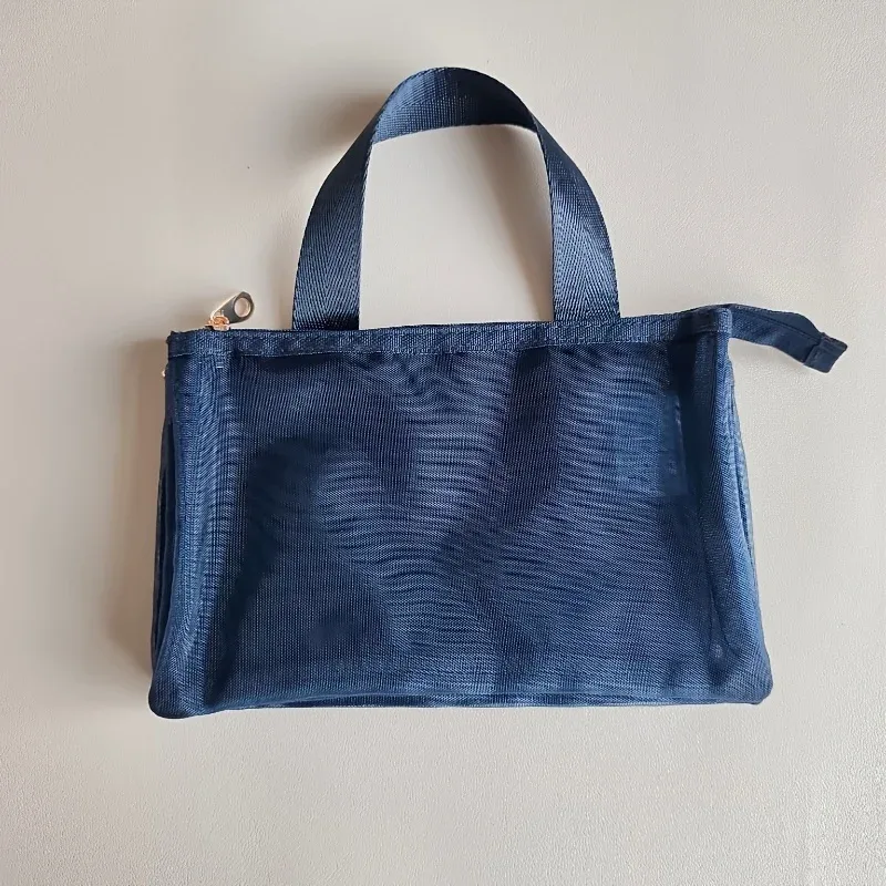 sac de rangement en maille pour maquillage, sac à main en maille, sac de voyage portable pour passeport, trousse de toilette, sac de rangement ajouré