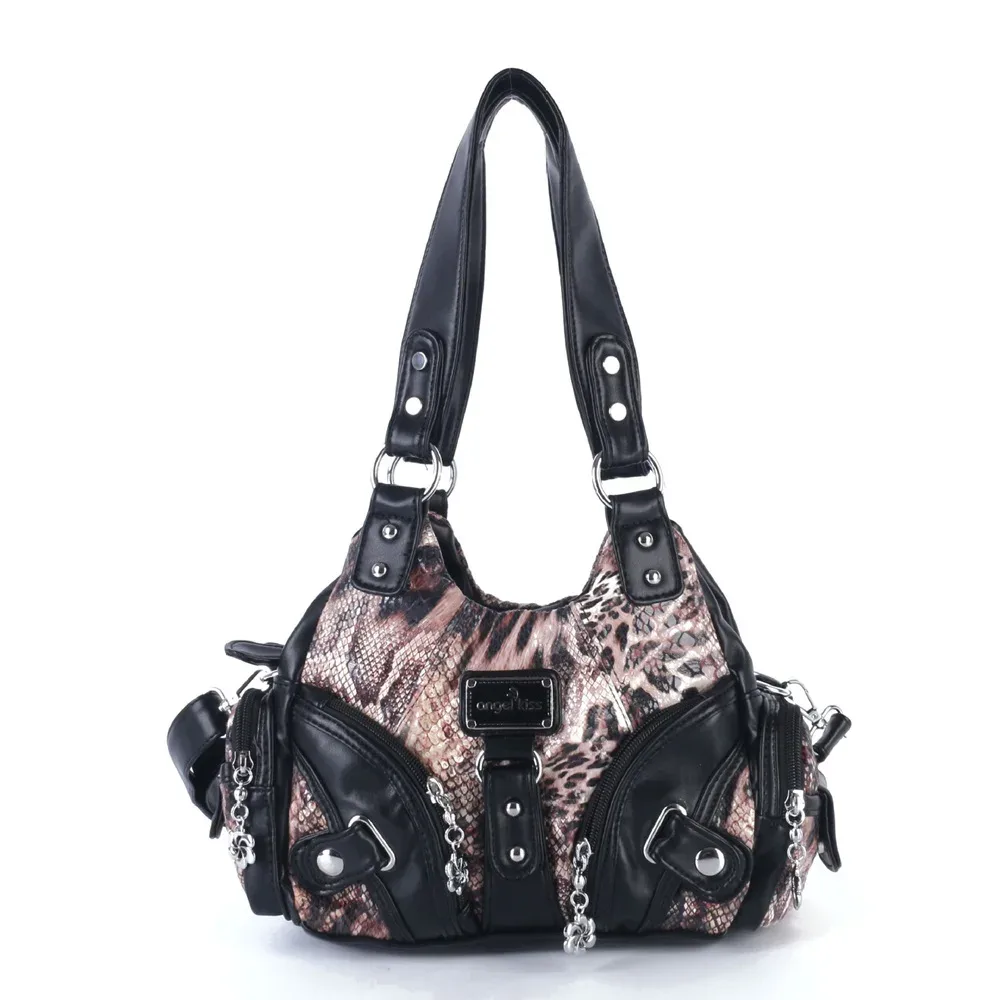 sac à bandoulière vintage y2k à imprimé léopard, sac à main en similicuir de style grunge des débuts des années 2000, sac hobo rétro punk