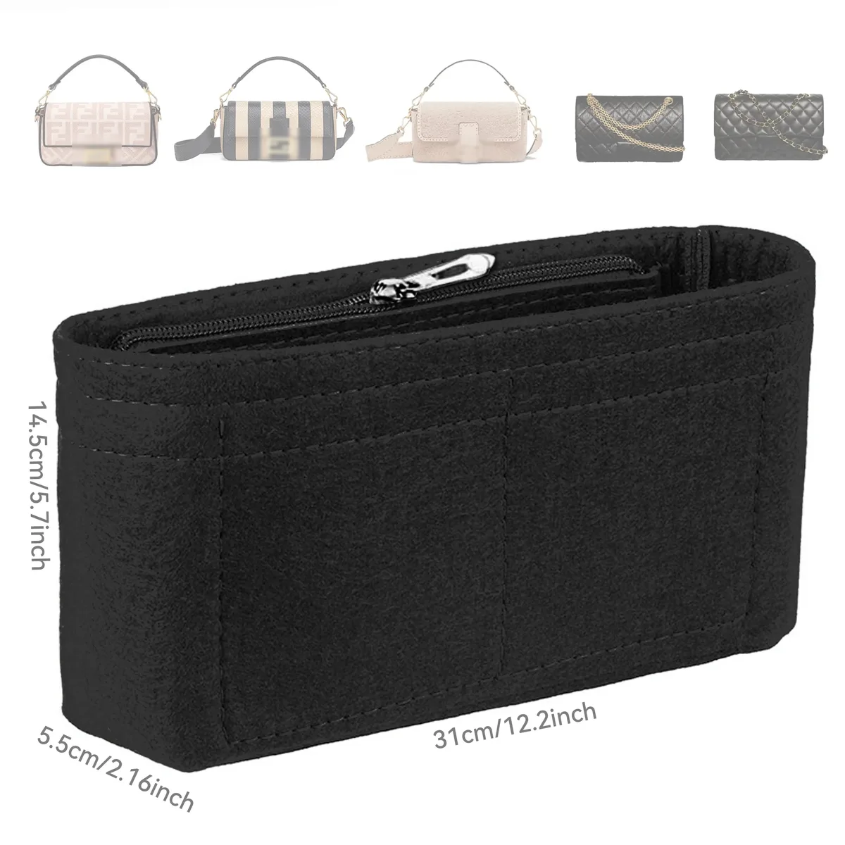 organisateur de sac en feutre, organiseurs de maquillage, doublure idéale pour les sacs à main de marque pour femmes et les trousses de cosmétiques