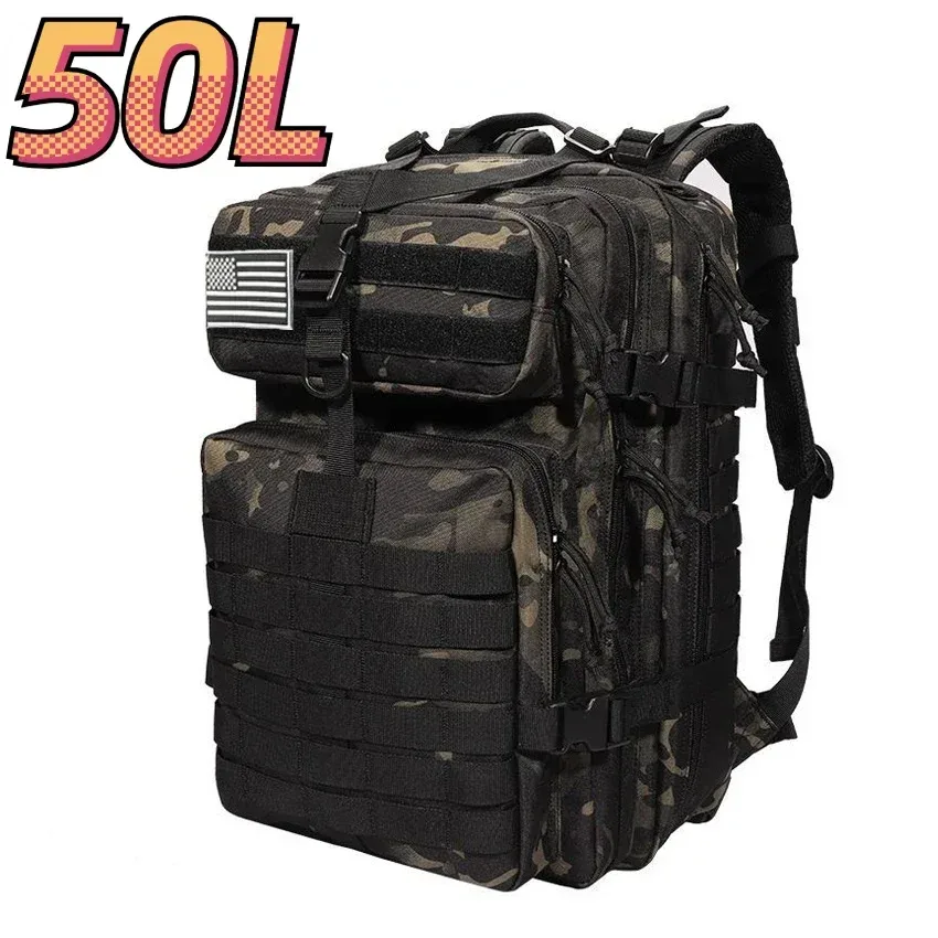 sac à dos tactique 30l/50l en nylon 1000d imperméable, pour trekking, pêche, chasse, camping, activités outdoor et randonnée