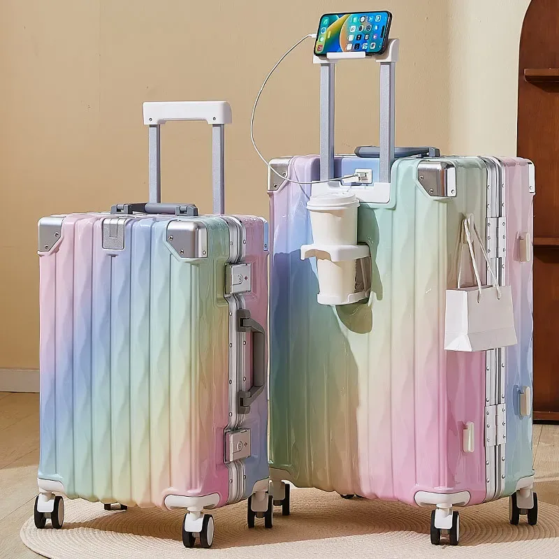 valise à bagages de 20 pouces, nouvelle valise de grande capacité, étui de voyage à 24 cadres en aluminium, boîte de mot de passe durable