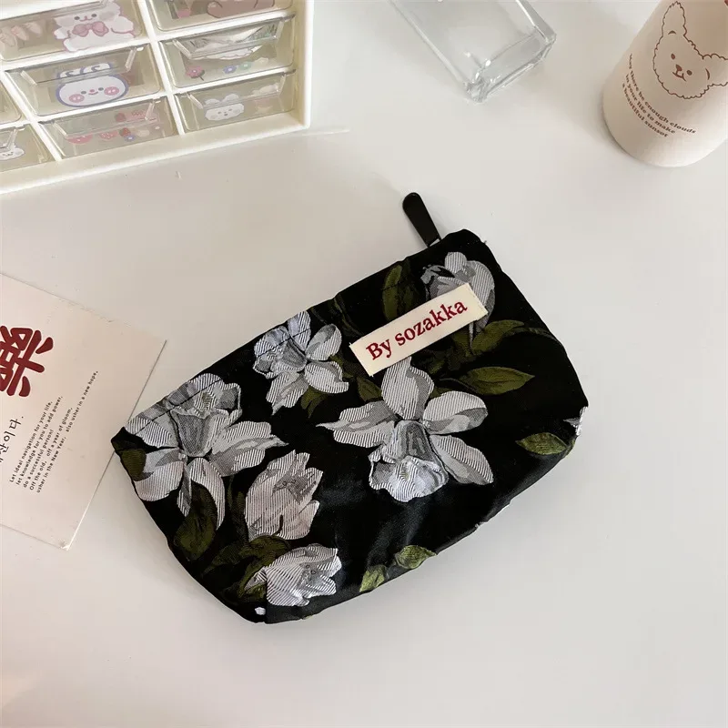 trousse de maquillage à fermeture éclair pour femmes, nouveaux sacs à cosmétiques, organiseurs, instituts floraux, stockage de poudres, trousse de maquillage, voyage