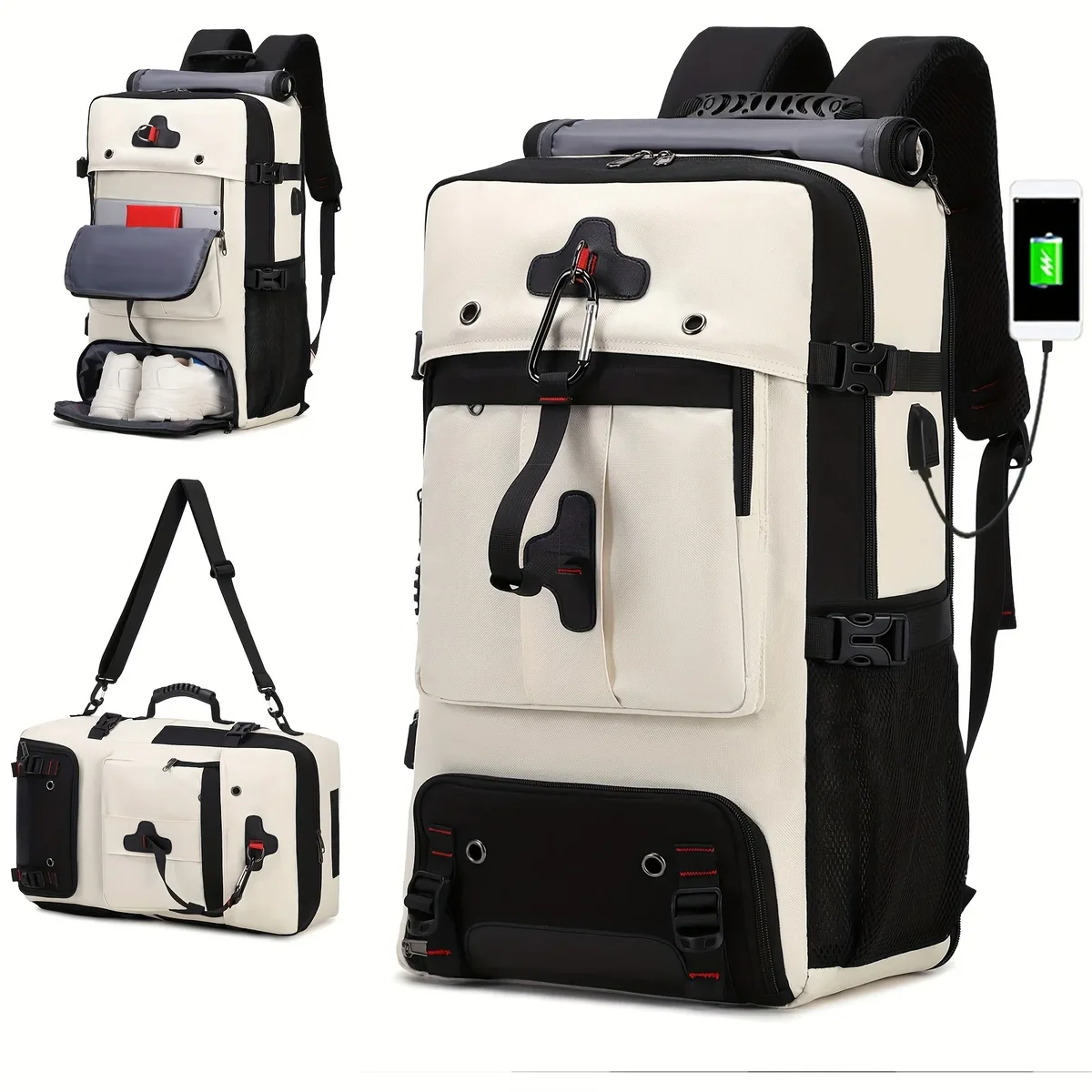 sac à dos de voyage pour hommes et femmes, grand sac à main avec compartiment à chaussures approuvé par la compagnie aérienne, sac à dos pour ordinateur portable 17 pouces, sac de sport
