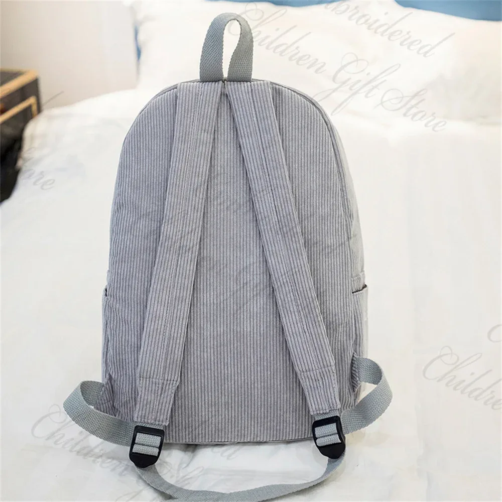 sac à dos personnalisé pour lycéen, avec nom brodé, sac à livres en velours côtelé pour adolescent, grands sacs de voyage personnalisés