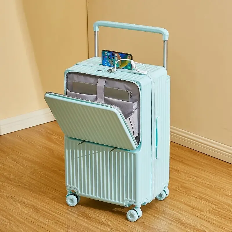 nouvelle valise à roulettes multifonctionnelle avec ouverture frontale pour ordinateur portable, bagage cabine 20 pouces, grande taille