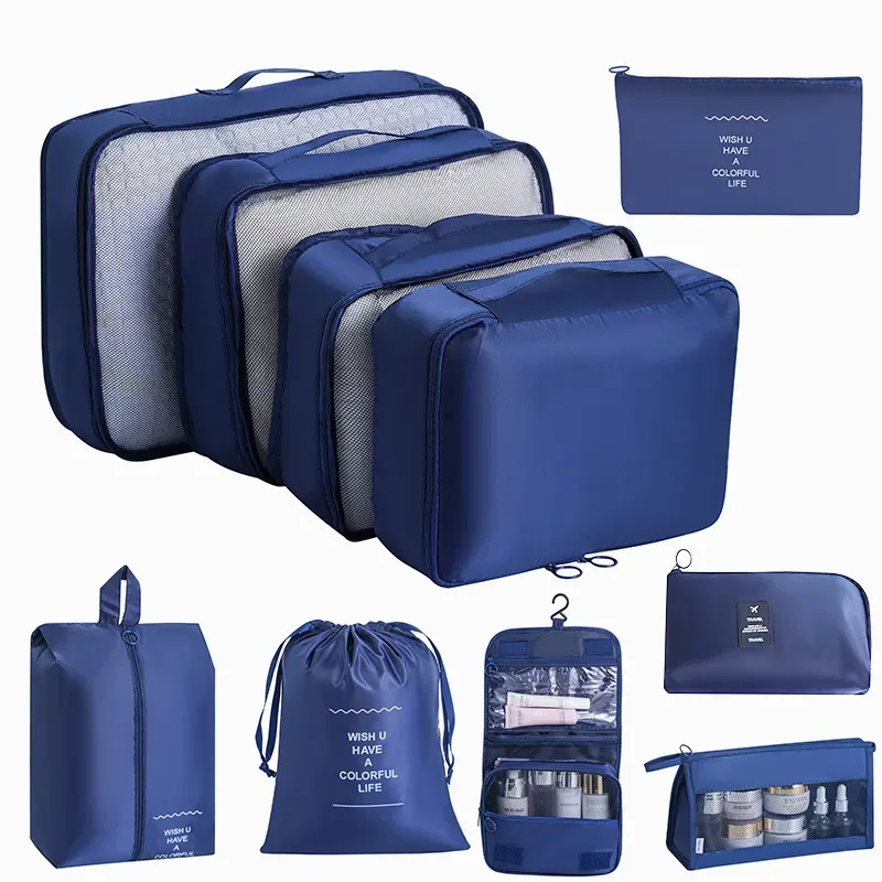 organisateur voyage tissu oxford beige clair grille transparente grande capacité rangement vêtements accessoires transports usage polyvalent domicile travail