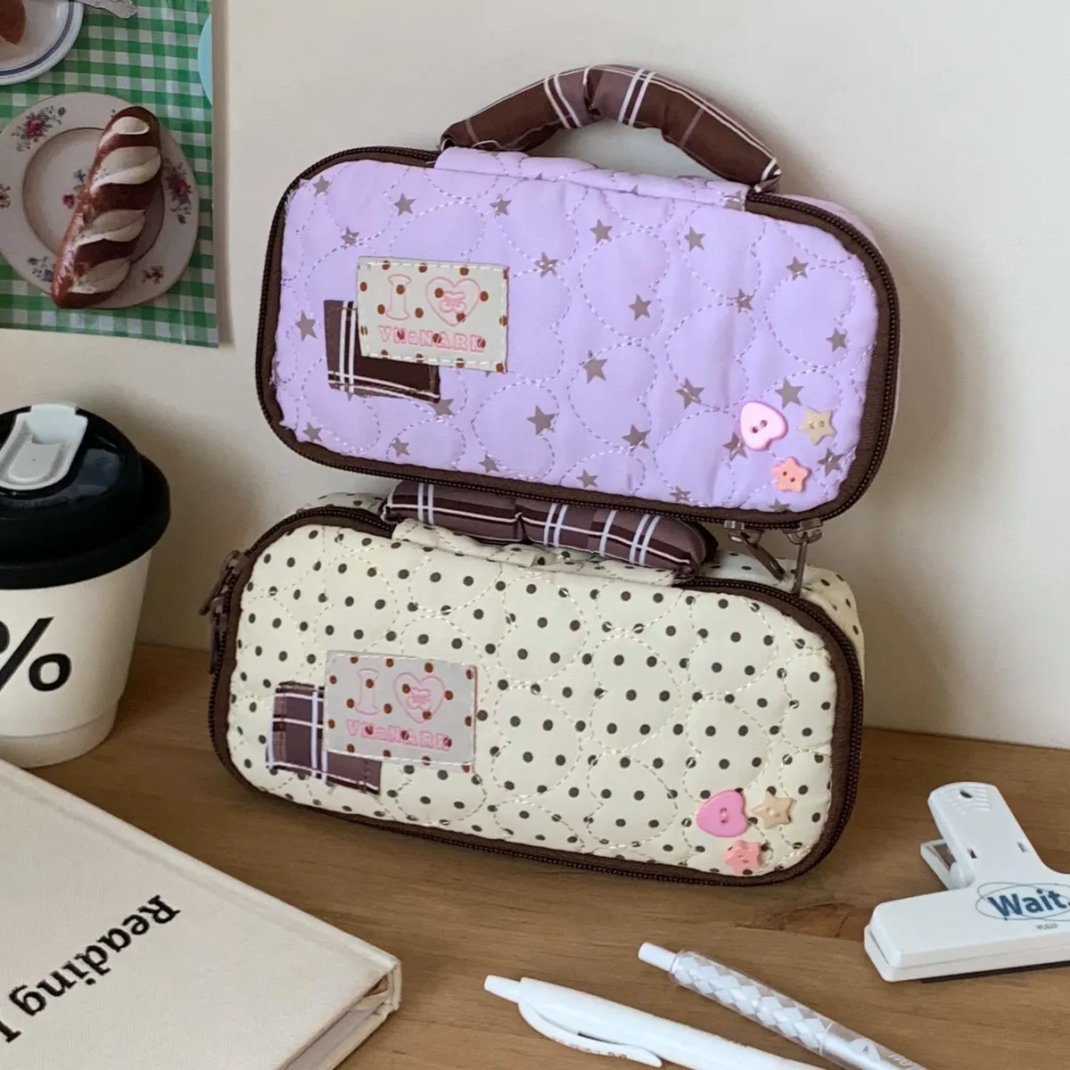 sac à crayons de style japonais mignon, tendance, grande capacité, trousse de maquillage pour les filles d'école, esthétique kawaii, organisateur de papeterie