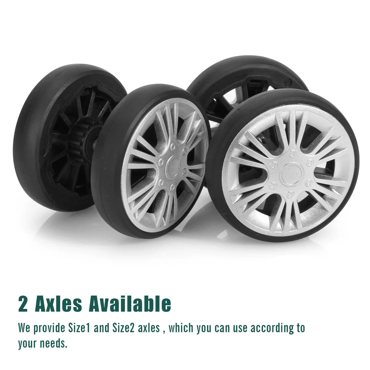 guguluza lot de 4 roues de rechange argentées pour bagages avec vis, roulettes de valise de voyage diamètre 55 mm, pièces de réparation pour chariot