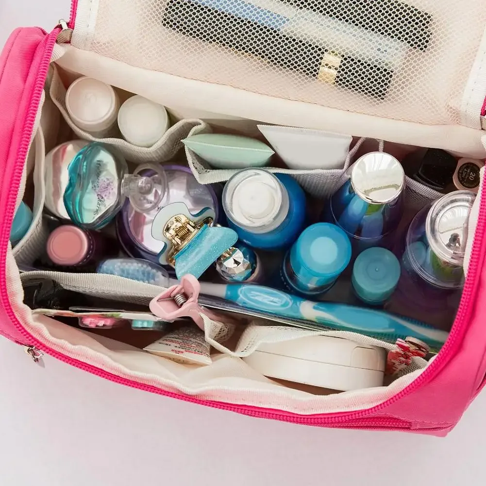 sac de maquillage imperméable avec crochet de suspension et plusieurs poches, sacs cosmétiques pour les essentiels de voyage, trousse de toilette pour femmes et hommes 