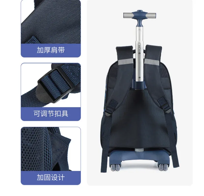 sacs à roulettes pour garçons, sac à dos d'école à roulettes avec roulettes pour garçons, ensemble de sacs à dos à roulettes pour école de football, sacs de bagages de voyage pour enfants