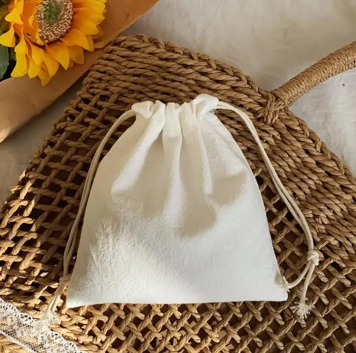 pochette de rangement en tissu de coton en treillis, pochette de rangement à cordon de serrage floral, emballage porte-monnaie, rouge à lèvres, organisateur de bijoux, sac cadeau de noël