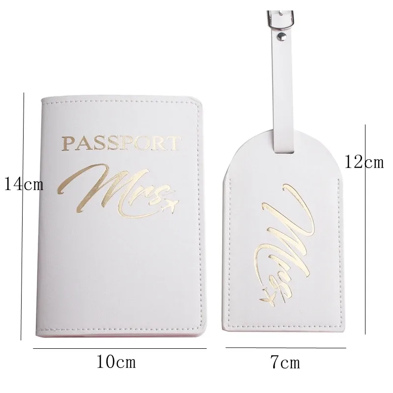 couverture de passeport mr mrs, étiquette de bagage, étui pour passeport de mariage, lettre porte-passeport, portefeuille, accessoires de voyage, 4 pièces/ensemble