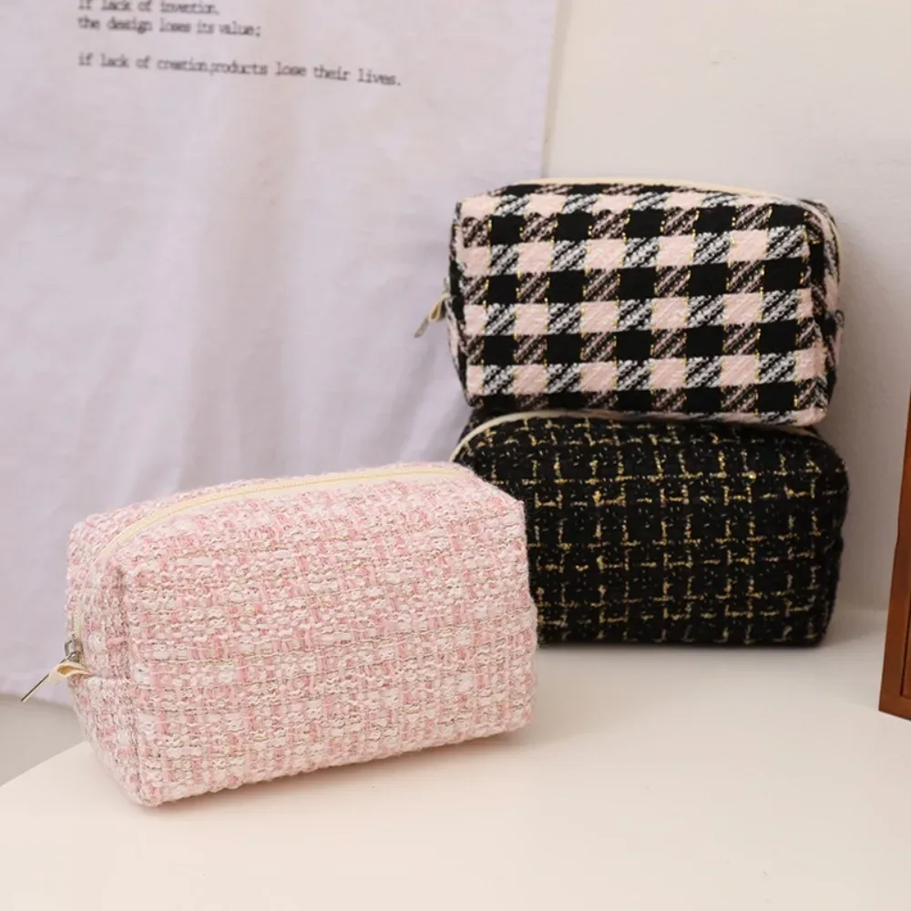 sac à main de maquillage en toile pour filles, trousse à cosmétiques, sac à crayons portable, esthétique brillante, voyage mignon, nouveau