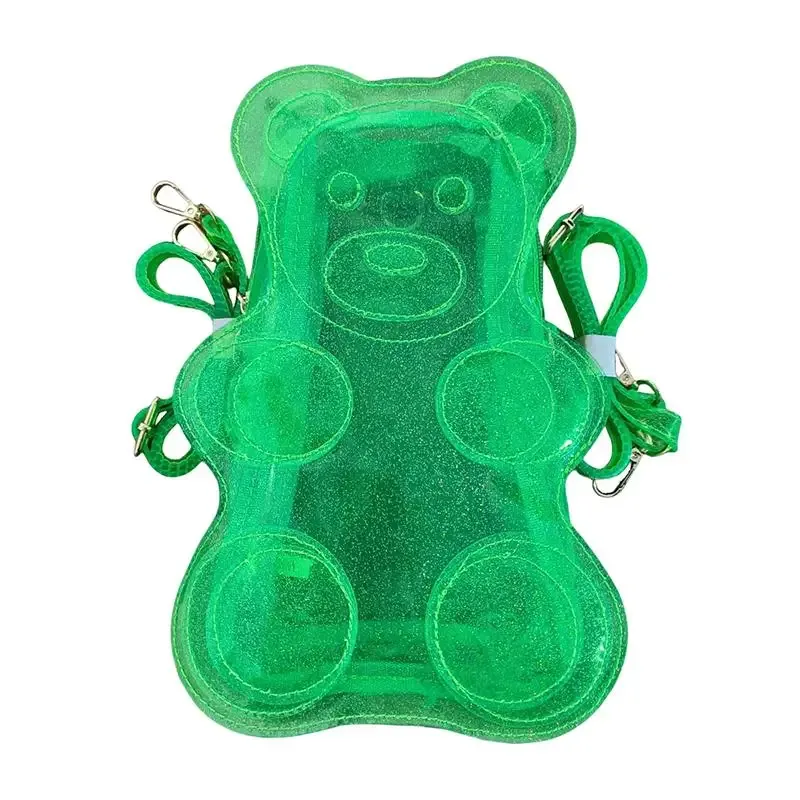 sac à dos transparent en pvc couleur bonbon, sac à bandoulière en forme d'ours, streetwear y2k, sac à bandoulière mignon pour filles, cadeaux d'anniversaire pour filles