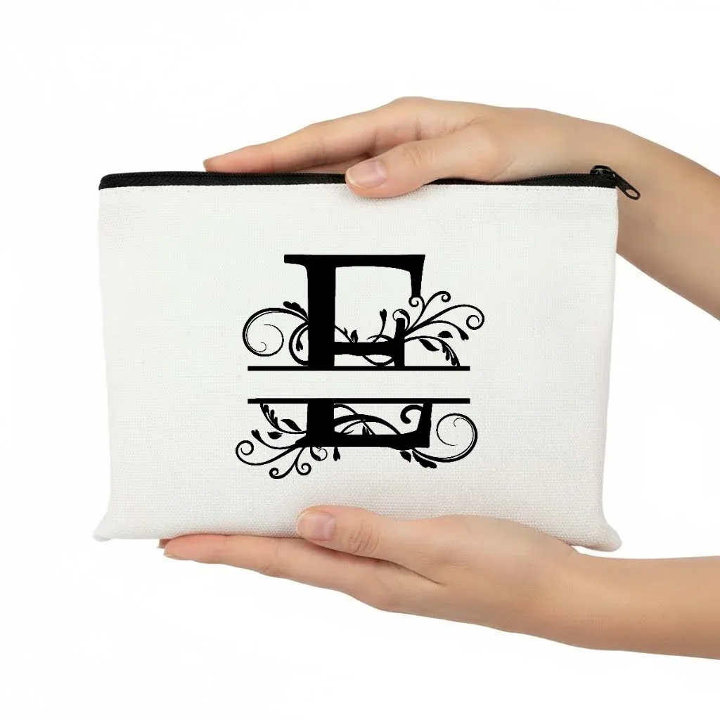 1pc trousse de maquillage personnalisable avec monogramme - pochette de voyage légère, pliable et durable avec fermeture éclair et impression de lettres personnalisées