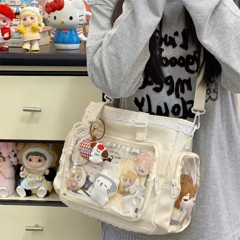 y2k mignon japonais ins ita sac lolita fille fourre-tout transparent sac à bandoulière grande capacité sac à bandoulière décontracté bricolage affichage sacs à main
