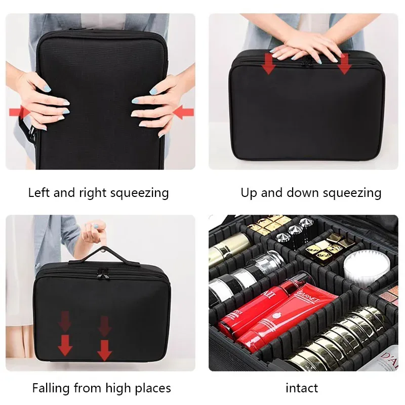 nouvelle trousse de maquillage oxford pour femmes, trousse de cosmétiques de voyage professionnelle de grande capacité, boîte à outils de manucure et de maquillage étanche