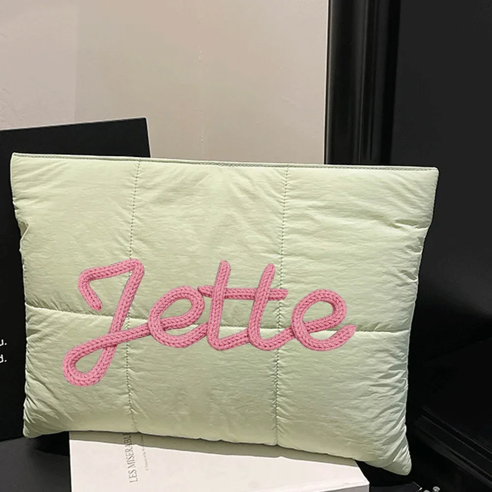 sac pour ordinateur portable personnalisé, étui pour ordinateur portable matelassé avec lettres en chenille personnalisées, housse pour ordinateur portable de 12x16 pouces, cadeau de bureau