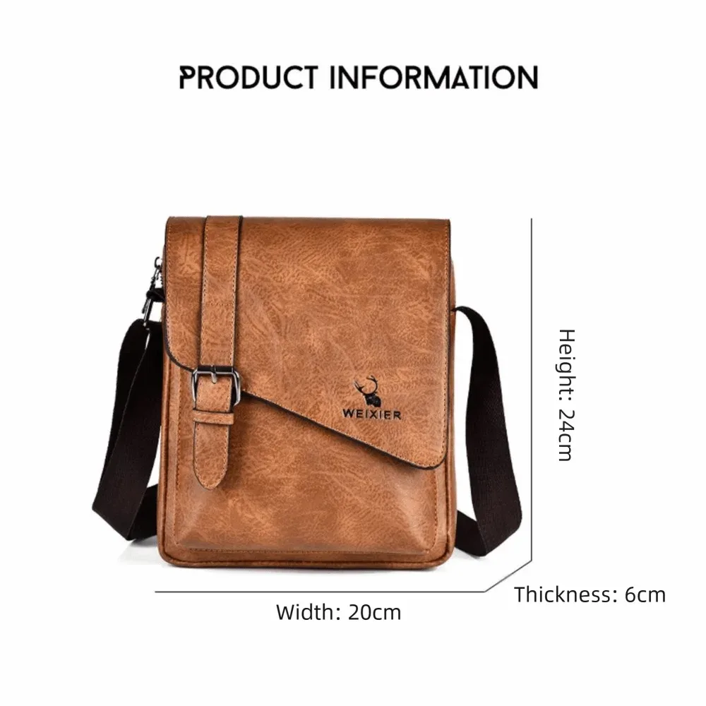 sac messager en cuir pu pour homme, bandoulière réglable, style rétro, sac à bandoulière polyvalent pour homme, pour le travail et les voyages