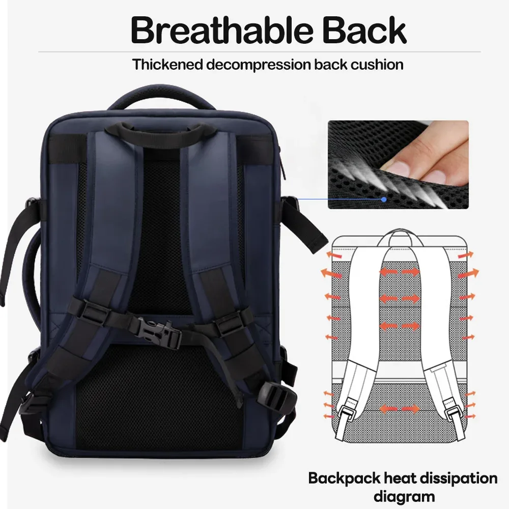 heroic knight – sac à dos de voyage extensible pour hommes, sac à dos de travail de grande capacité pour ordinateur portable 15.6, étanche, cartable d'université décontracté