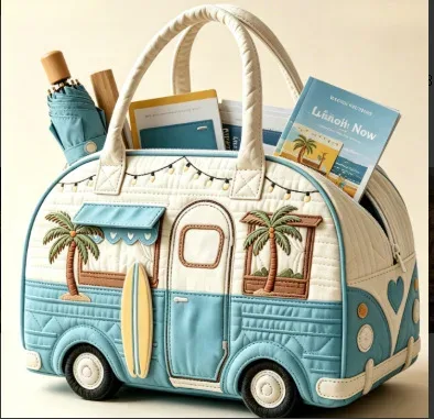 sac de voyage matelassé en forme de bus, grand sac fourre-tout à fermeture éclair, idéal pour les fêtes, la plage, les trajets quotidiens et les escapades de week-end - bagage à main