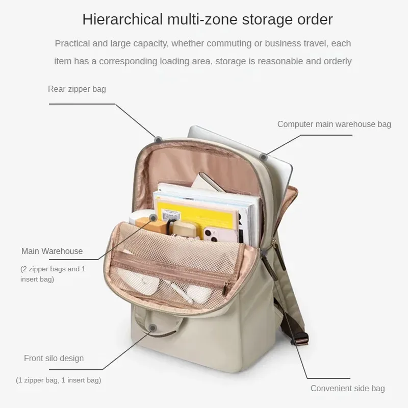 golf-sac à dos étanche en nylon pour ordinateur portable, sac à dos élégant pour femme, sac à dos mince pour ordinateur portable, sac de voyage d'affaires pour femme, 13 pouces, 15 pouces, 6 pouces, 17 pouces