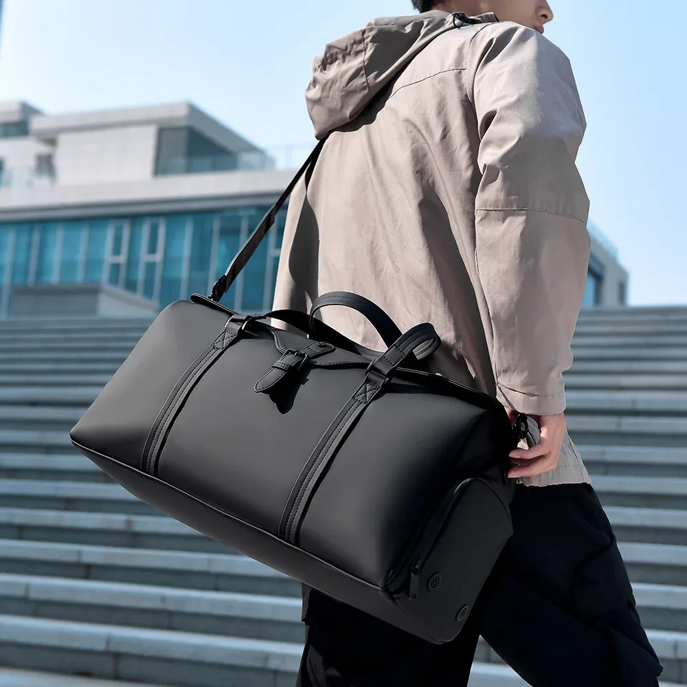 sac de voyage de grande capacité pour les courts trajets, sac de sport simple et décontracté avec compartiment séparé pour vêtements secs et humides, sac de rangement pour bagages avec tige télescopique