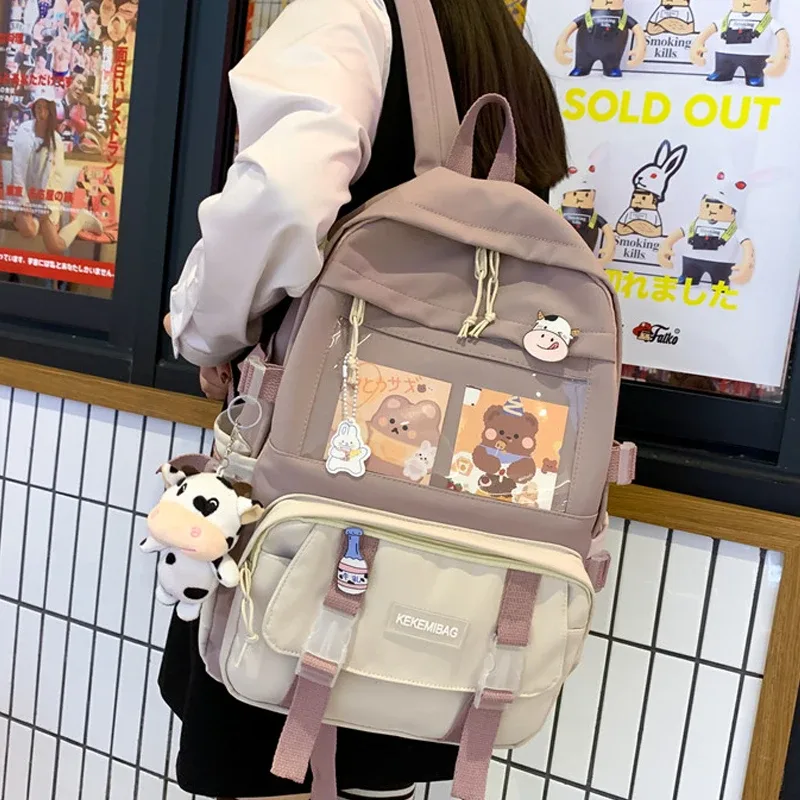 sac à dos en toile kawaii pour femme, cartable pour adolescente, sac à dos pour ordinateur portable, sac de voyage de loisirs, nouvelle mode