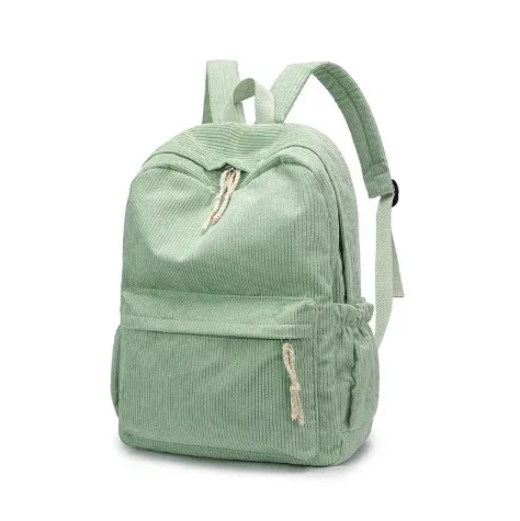 sac dos velours côtelé broderie personnalisation voyage grande capacité pliable extensible poche intérieure poche extérieure bandoulière arquée fermeture éclair