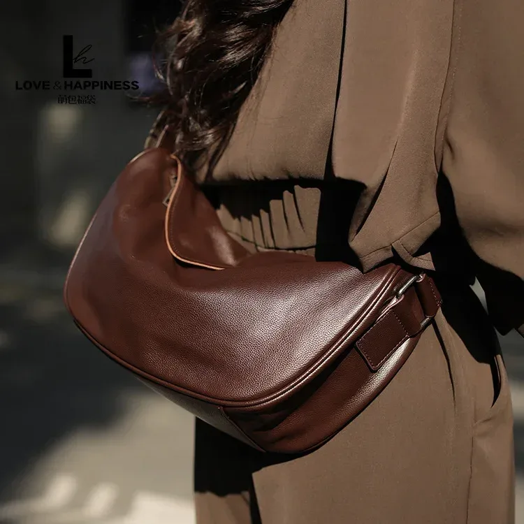 sac à main de luxe à bandoulière en cuir véritable de haute qualité pour femmes, sac à bandoulière de grande capacité, sac de selle rétro en cuir de vache à la mode