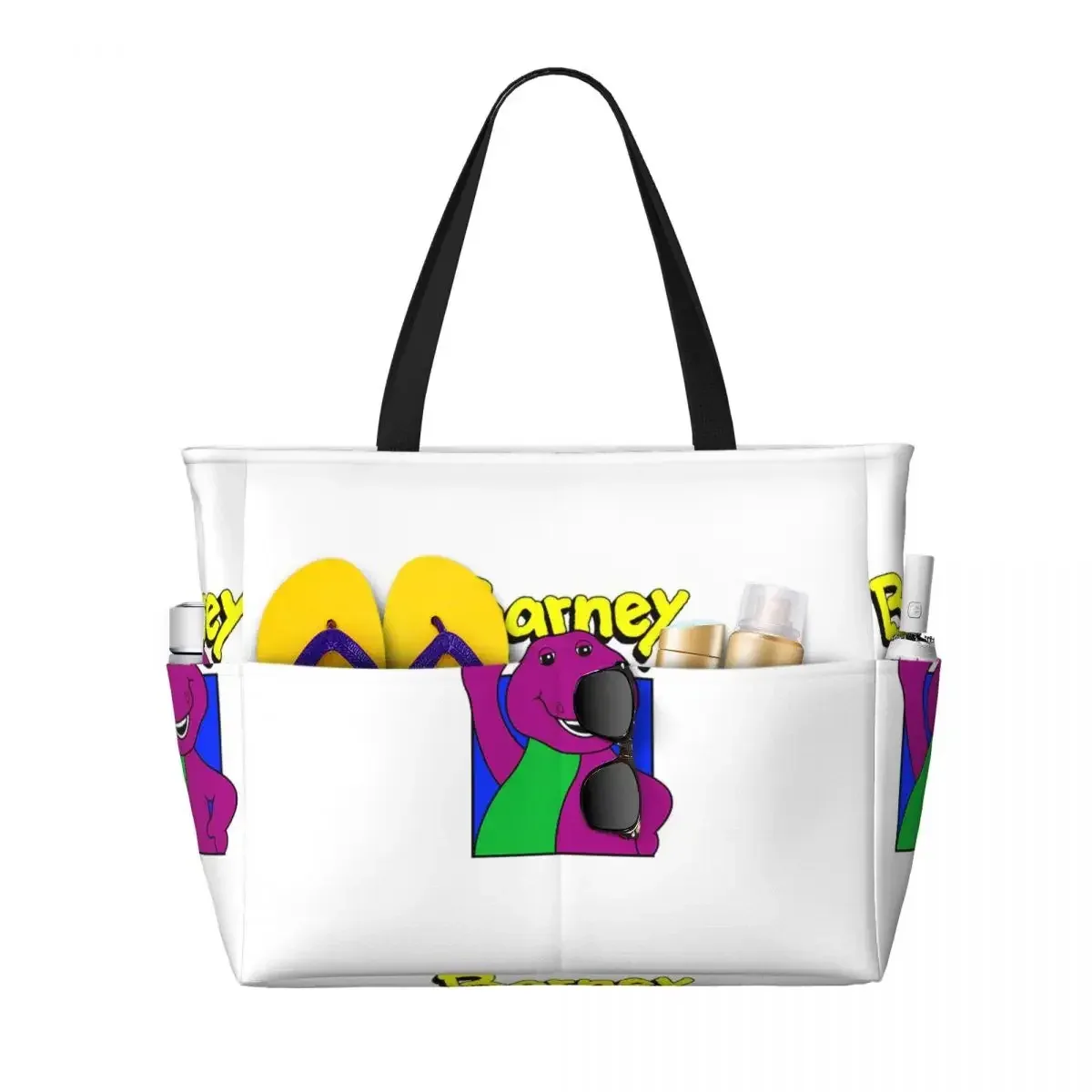 sac voyage polyester motifs personnages animés sacoche noire poches latérales grande poche avant usage voyage sport plage yoga