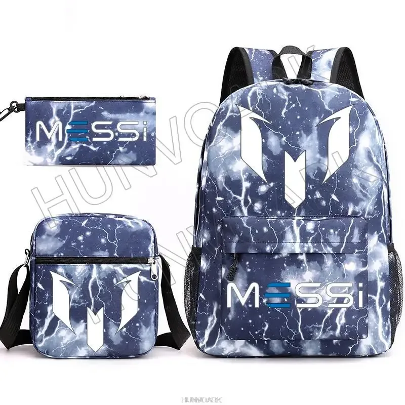 sac à dos super stars messi pour enfants, football, école, voyage, ordinateur portable, adolescents, étudiants, femmes, hommes, 3 pièces