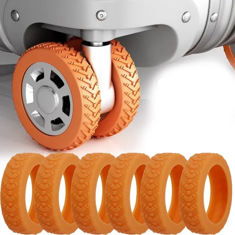 protègeroues silicone orange protection voyage accessoire minimaliste silencieux valise transport travail vacances déplacement safeguarding wheel covers voyage accessories