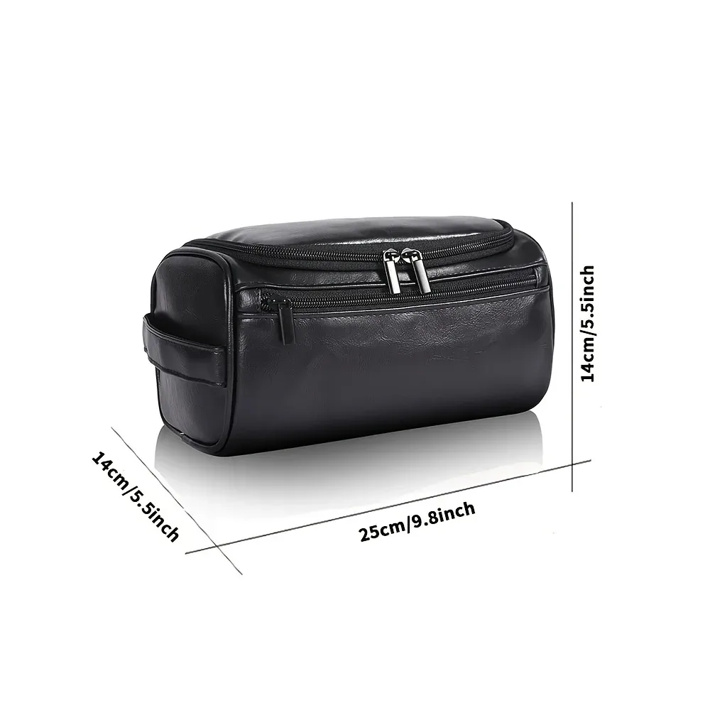 trousse de toilette pour hommes, trousse de voyage suspendue pour rasage, sacs organisateurs de produits de toilette résistants à l'eau, sacs cosmétiques en cuir pu