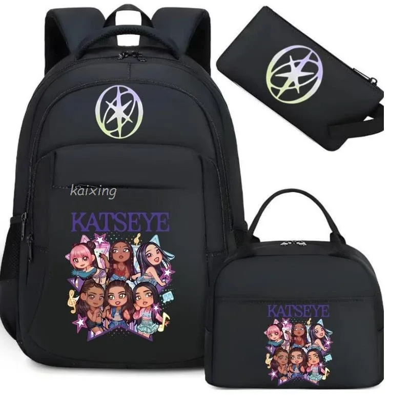 hot katseye drôle impression sacs à dos avec sacs à déjeuner multi-poches camouflage adolescents voyage sac à dos pour ordinateur portable femmes sac d'école mochila