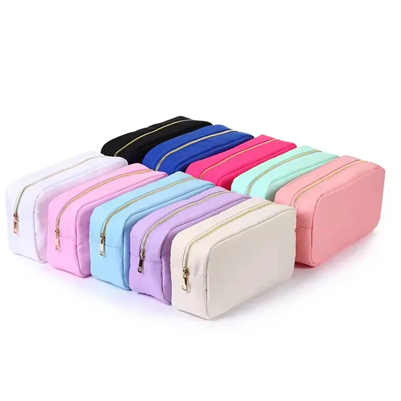trousse de maquillage en nylon personnalisée avec fermeture éclair, sacs de voyage, trousse de toilette étanche, trousse de maquillage en poudres, 17 couleurs, s, m, l, xl