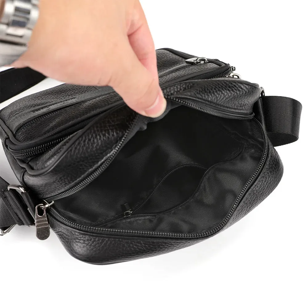 nouveau sac à bandoulière pour hommes d'affaires décontracté bracelet en cuir pour hommes sac latéral de courrier noir pour sac de voyage postier pour hommes