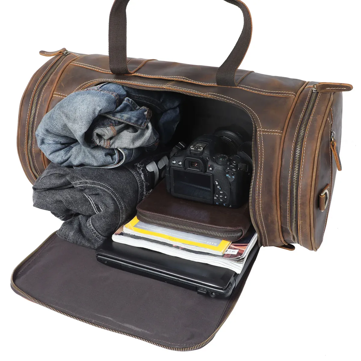sac de voyage vintage en cuir pleine fleur s.worker pour homme, sac de week-end en cuir véritable grande capacité